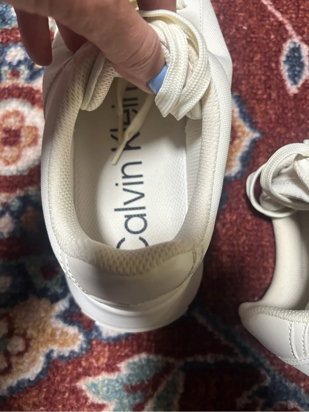 Calvin Klein Pippy Sneakers Women's White Lace Up Lifestyle Shoes size 10